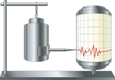 Principe de fonctionnement d'un sismomètre (© Adobe Stock).