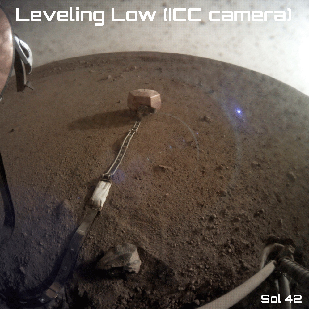 Séquence animée d'images obtenues par la caméra ICC montrant l'opération de nivellement de bas niveau (© NASA/JPL-Caltech).