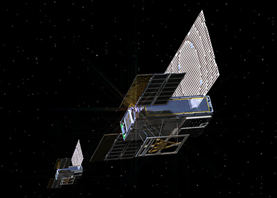 Les nanosatellites MarCO A et B (© NASA/JPL).