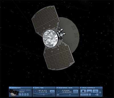 La sonde InSight dans le logiciel Eyes of the Solar System de la NASA (© NASA/JPL).