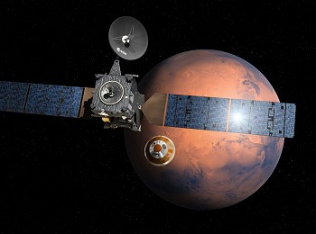 Le 16 octobre 2016, le satellite Trace Gas Orbiter large vers Mars le module Schiaparelli (© ESA/David Ducros)