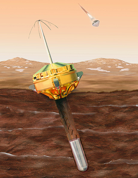 Les pénétrateurs Deep Space 2 de la mission Mars Surveyor 98 (© NASA/JPL).