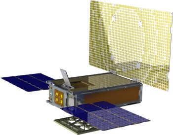 Nanosatellite Mars Cube One. Ce satellite CubeSat jouera le rôle de relais de communication durant la phase d'atterrissage (© NASA/JPL)