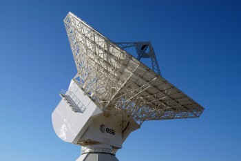 Large antenna at ESA’s Cebreros station in Spain (© ESA).