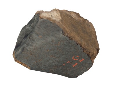 La première météorite martienne trouvée sur Terre, Chassigny, en 3-D (© IPGP/MNHN).