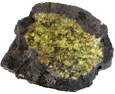 Module de péridotite dans un basalte terrestre (© IPGP/Philippe Labrot).