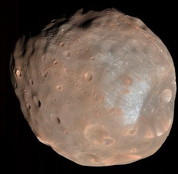 Phobos, one of Mars’ two moons (© NASA).